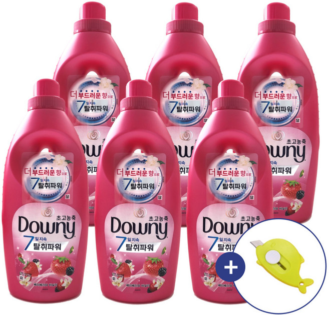 다우니 초고농축 탈취파워 1LX6개 베리베리와바닐라(택배칼), 1세트, 1L