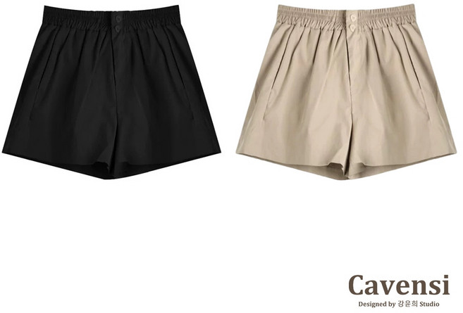 【Cavensi】舒服好穿百搭王！韓版寬鬆顯瘦高腰休閒短褲 a字褲 加大尺碼100kg可穿 A101