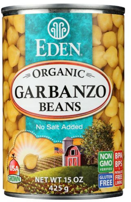에덴 유기농 병아리콩 15 온스 캔 무염 비GMO Eden Organic Garbanzo Beans 15 oz Can No Salt Non-GMO Gluten F, 15온스(1팩), 425g