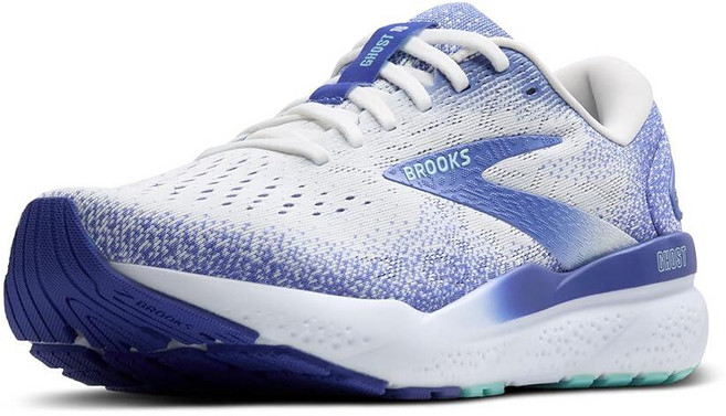 Brooks 여성용 고스트 16 뉴트럴 러닝화 화이트/암파로 블루/림펫 쉘