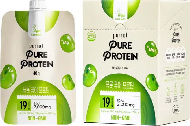 퓨롯 퓨어 프로틴 특허받은 단백질 쉐이크 [식물성 칼슘 마그네슘 BCAA 함유], 7개, 40g - 쿠팡