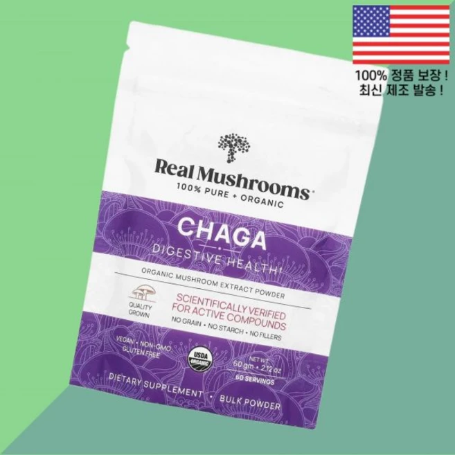리얼 버섯 차가버섯 추출물 파우더 가루 분말 2.12온스 60g Real Mushrooms, 리얼 버섯 차가버섯 추출물 파우더 가루 분말 2.12온 - 쿠팡