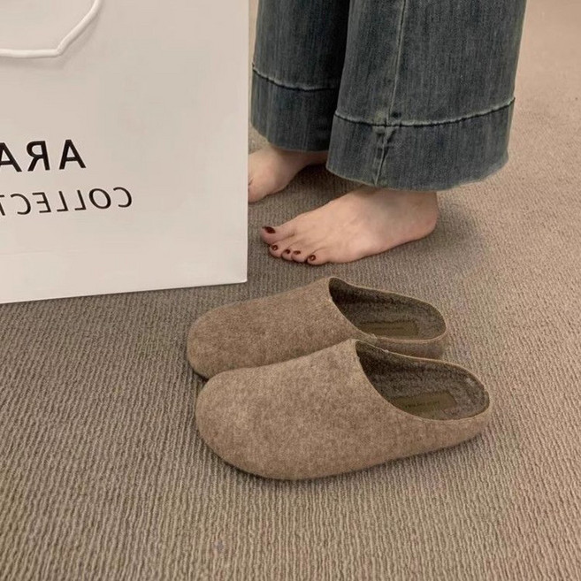 패션 여성 겨울 블로퍼 여성용 겨울용 따뜻한 모직 실내 슬리퍼 방한용 편안한 신발 JXH