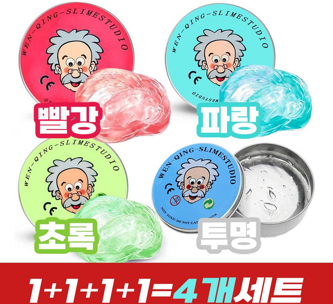 노디샵 박사 퍼티 슬라임 유리 기포 스트레스해소 피젯토이 세트, 4개, 45g, B세트