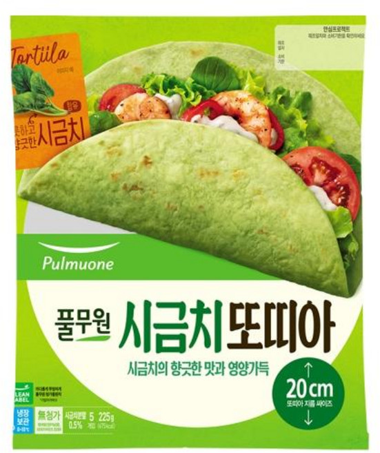 풀무원 시금치 또띠아 8인치 225g (5입), 상세설명참조, 1개