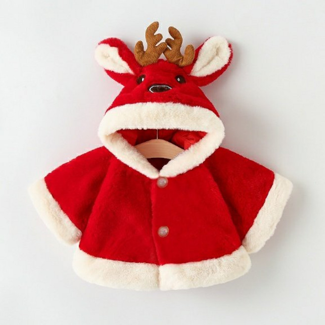 뿜이네 80-120호 남녀공용 유아 빨강망토 루돌프망토 할로윈 화보룩 망토 행사룩 바로발송