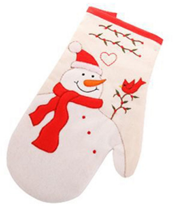크리스마스 오븐 미트 및 냄비 홀더 세트 비 슬립 부엌 장갑 핫 패드 선물, Snowman, Insulation gloves, 1개