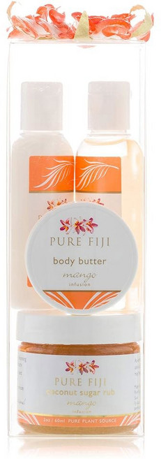 여성과 남성을 위한 퓨어 피지 스파 선물 - 바디 상자 포함: 슈가 스크럽 목욕 및 오일 버터 로션 향 노니, Mango