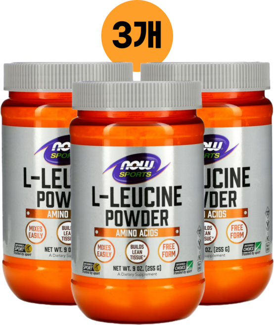 나우푸드 L-류신 파우더 글루텐 프리 비건, 255g, 3개