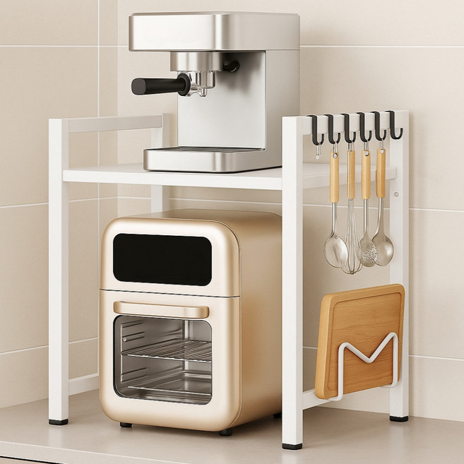 멜루루 길이 높이 조절 전자레인지 맘마존 선반, 화이트