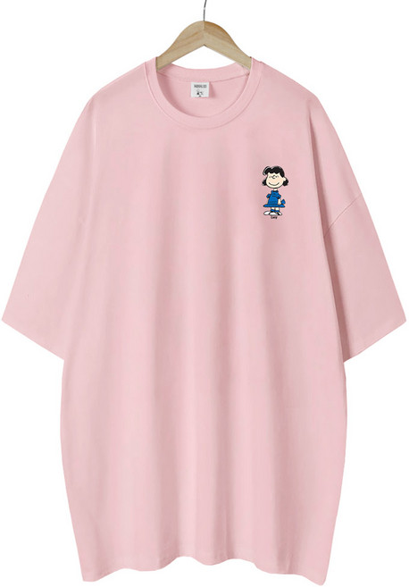 스누피 남녀공용 오버핏 캐릭터 라운드 반팔티 빅사이즈 데일리 루즈핏 커플 라운드 티셔츠 남자 여성 롱티 단체 티 스몰피너츠