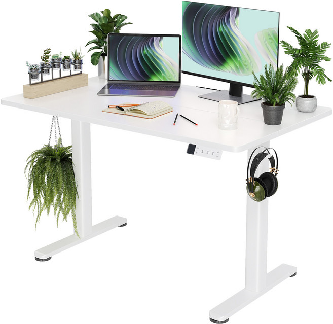 Claiks 높이조절 전동책상 모션데스크 공부 사무용 컴퓨터 책상 조절 스탠드 테이블, 백색