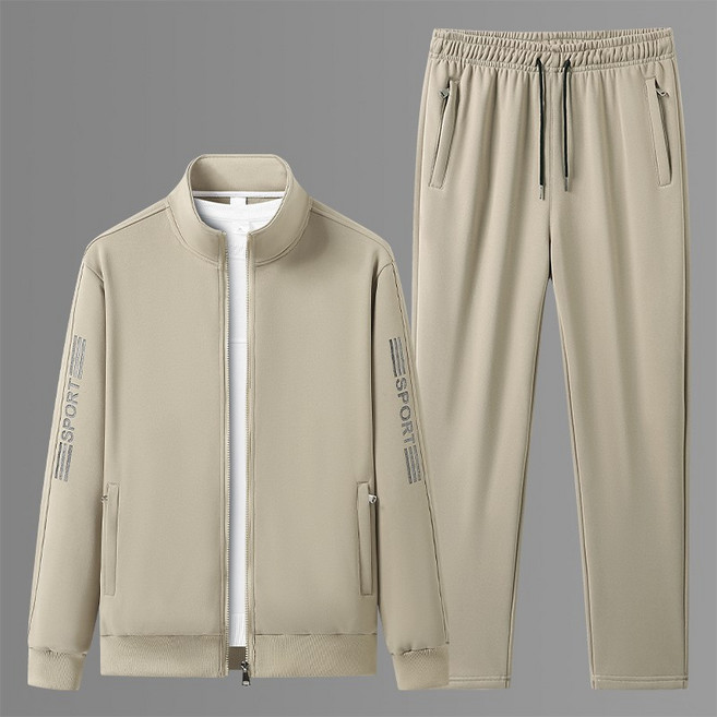 中青年 加大碼男士立領休閒外套寬鬆跑步服 HJYZ2268單外套 黑色