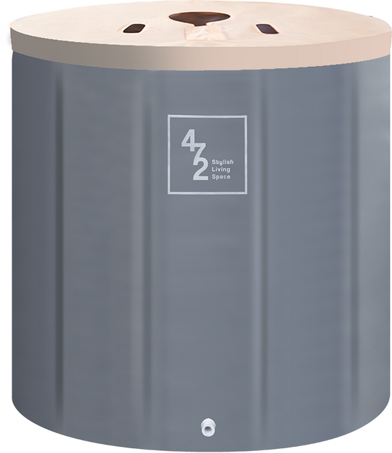 샵472 접이식 욕조 이동식 간이 원터치 덮개 포함, 1세트, 라이트 그레이