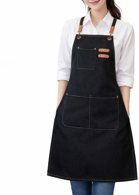 에보윈 감성 마스터 카페 캔버스 방수 앞치마, 1개, 블랙