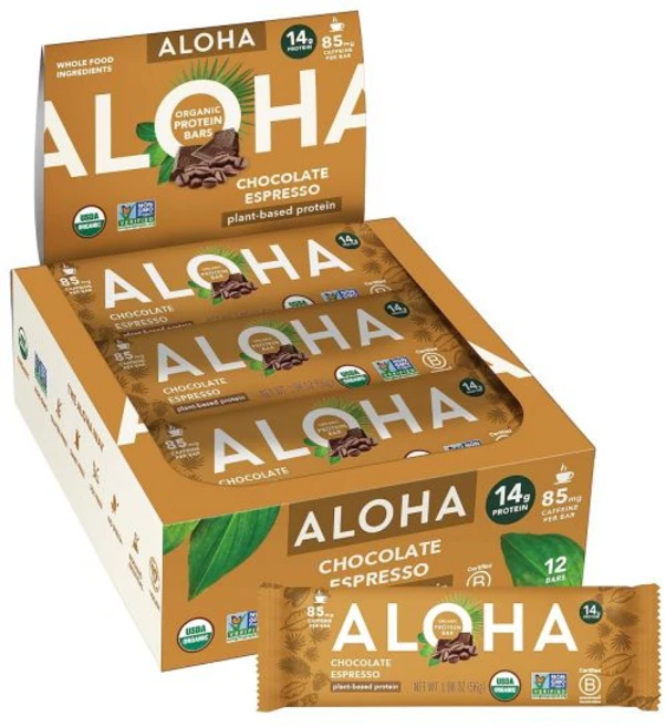 ALOHA 초콜릿 파티 믹스 대용량 알로하 식물성 프로틴 바 퍼지 브라우니 비건 글루텐 프리 팔레오 저탄수화물 비GMO 대두 없음 12개입, 초콜릿 에스프레소 - 쿠팡