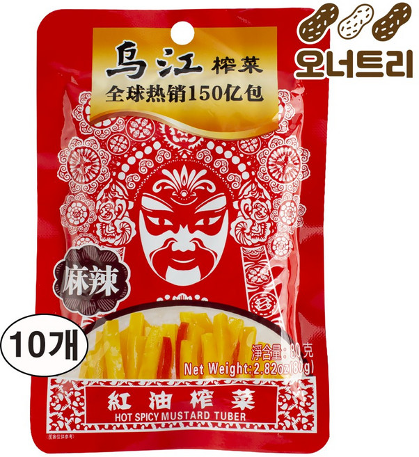 오너트리 우장 마라홍유 짜차이 80g 매운맛 짜사이, 10개