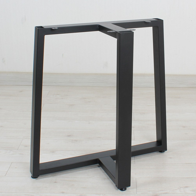 T자형 우드슬랩다리 블랙(낱개 한개당) 화이트 골드 진골드 도금분체 테이블 식탁 철재 국내제작 스틸 30X60각 사이즈변경가능 분체도장 색상변경가능 원목상판다리 튼튼한다리, 블랙 600mm(상판부착면)x700mm(바닥면), 690mm