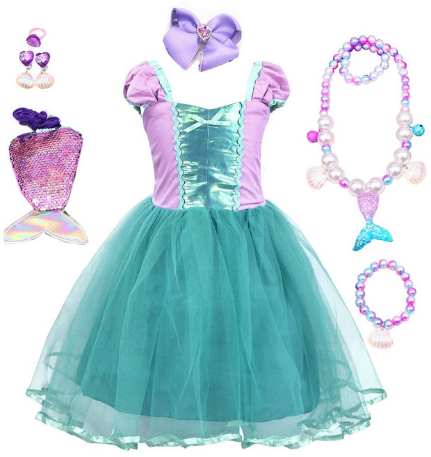 미니 인어공주원피스+가방6종세트 여아원피스 공주원피스 옷 생일선물 크리스마스 조카선물