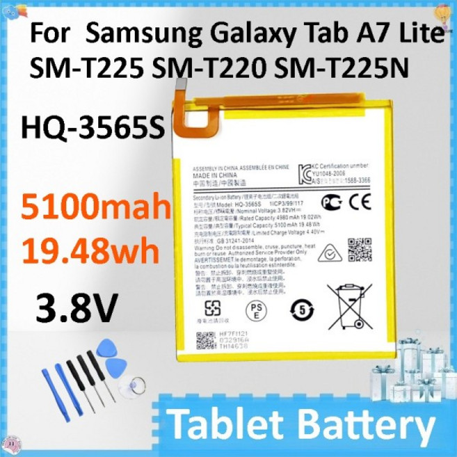 새로운 HQ-3565S 5100mAh 3.8V 19.48Wh 태블릿 배터리 삼성 갤럭시 탭 A7 라이트 SM-T225, 01 China Mainland