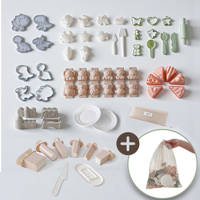 뚜뚜 모래놀이 장난감 클레이 몰드, 1개, 300g, 몰드 풀세트 55종(보관백포함)