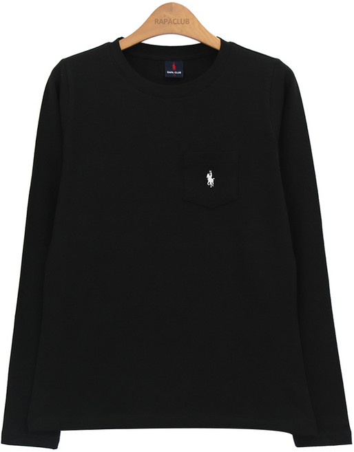 라파클럽 여성 라운드 슬림핏 스판 포켓 긴팔 티셔츠