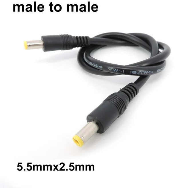 DC 암수 전원 공급 장치 커넥터 케이블 스트립용 연장 플러그 코드 와이어 어댑터 5.5x2.5mm 5.5x2.1mm 12V, 03 1.5M, 02 Male to Male, 1개