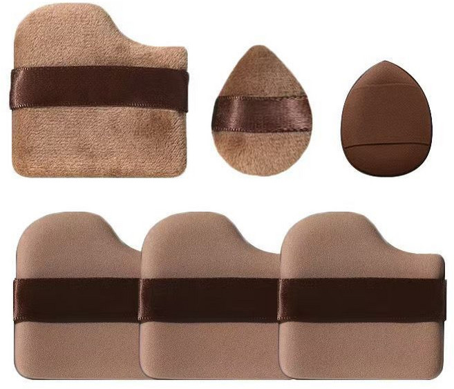 美妝助手 巧克力餅乾造型粉撲 迷你拇指粉撲 乾濕兩用 化妝工具, 1個, 咖啡餅乾粉撲【6枚裝】全套粉撲