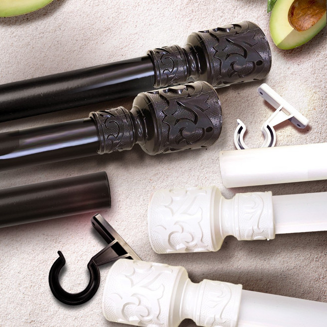 알뜨리 커튼봉 심플 거실 안방 창문 커튼봉 길이조절 커텐봉 가림막 암막커튼, 블랙 로맨틱