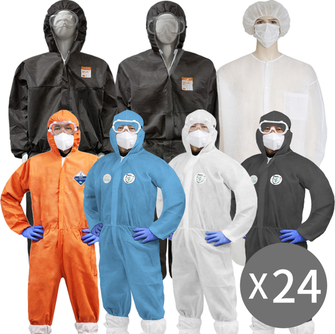 24벌 1박스 일회용작업복 원피스 투피스 작업복 부직포 위생복 위생가운 방역복 분진복 방호복 방진복, 흰색, (1박스/24벌)PP투피스작업복(흰색)-XL