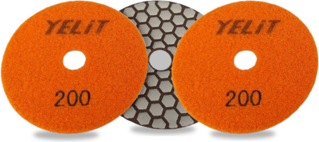 다이아몬드 건식 연마 패드 4인치 200방, 1세트, 200방3개입