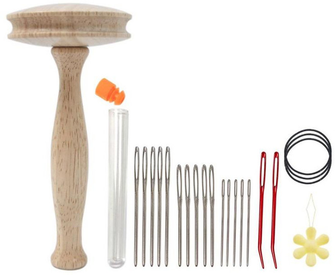 QDY 나무 다닝 버섯 다닝 용품 세트 DIY 다닝 도구 가정용 버섯 바느질 도구 바느질 바지 모자, 14.5cmx7cm, 목재, 다색, 1개