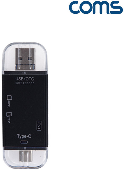 IH067 Coms USB 3.1 C타입 멀티 OTG 카드리더기 블랙, 1개