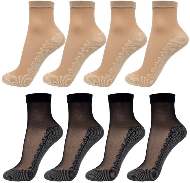 비와이씨 코튼 바닥 땀흡수 미끄럼방지 발목 스타킹 양말 8켤레