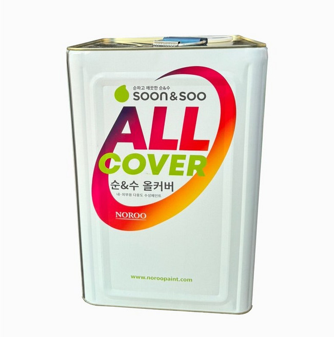 [노루페인트] 순&수 올커버 다용도 수성페인트 흰색 유광 18L, 1개