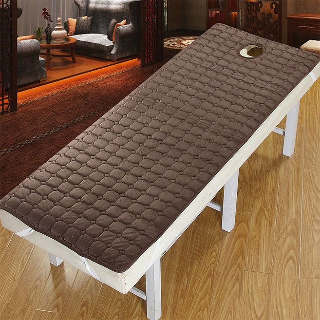 마사지 침대 패드 매트리스패드 논슬립 구멍있는 패트, [03] 브라운 크리스탈 벨벳 도톰하고 미끄럼 방지, 브라운 크리스탈 벨벳, 1개