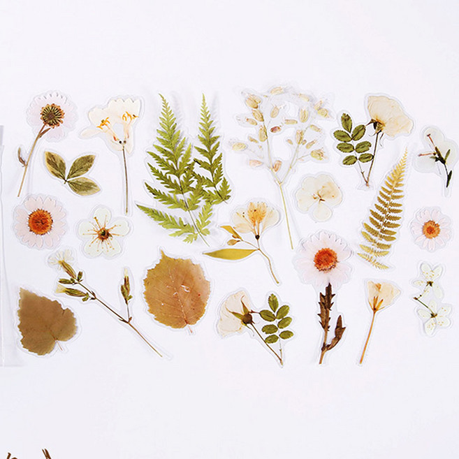 압화 스티커 40매 꽃 플라워 스티커 다이어리꾸미기 다꾸 폴꾸 폰꾸 데코, 04.브라운