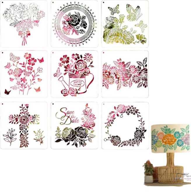 제고비 DIY 스텐실 도안 자연친화(나비/ 들꽃/장미꽃/플라워 화병/식물/유칼립투스/생명의 나무)택1, 1세트