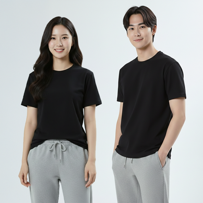 데일로엔 남자 여성 면100 기본 무지 반팔 이너 라운드 티셔츠