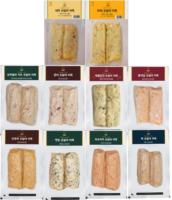 [진짜배기 부산어묵] 밀가루없는 수제어묵 10종(문어 깻잎 새우 야채 홍게살 파프리카 떡 모짜렐라 단호박 매콤당면), 10개, 160g