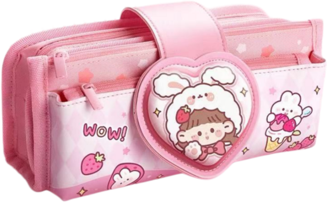 캐릭터 필통 만능 수납 예쁜 귀여운 대용량, 1개, 래빗핑크