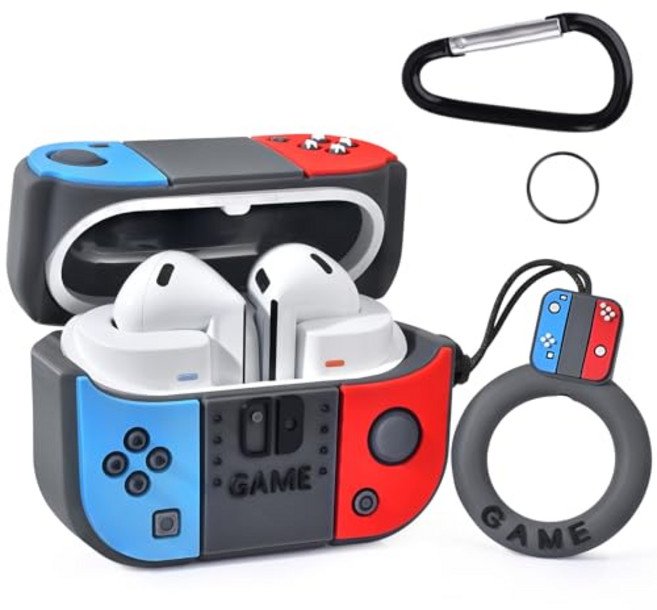 갤럭시 버즈3/버즈3프로/버즈3 FE 보호 케이스, 게임기 레드/블루, 1개, 버즈3/버즈3프로