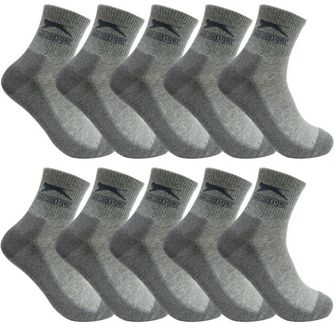 슬레진저 남자 스포츠 로고 중목 양말 10켤레, 투톤그레이 10켤레, 1세트