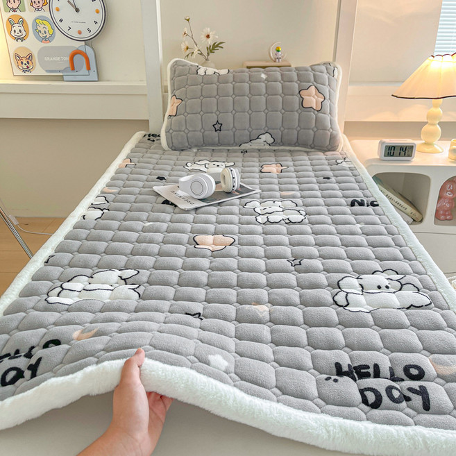 시스슈 겨울 따뜻한 벨벳 극세사 침대패드 베개커버 세트, RD001