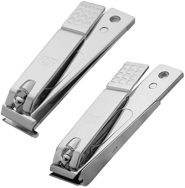 쓰리세븐 7777 일자 내성 발톱깍이 1개 + 대형 발톱깍이 1개세트, 1세트, 실버