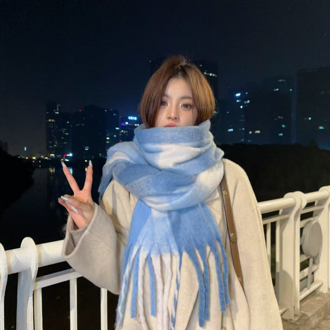 뮤트그레이 빅사이즈 롱 체크 머플러 3color