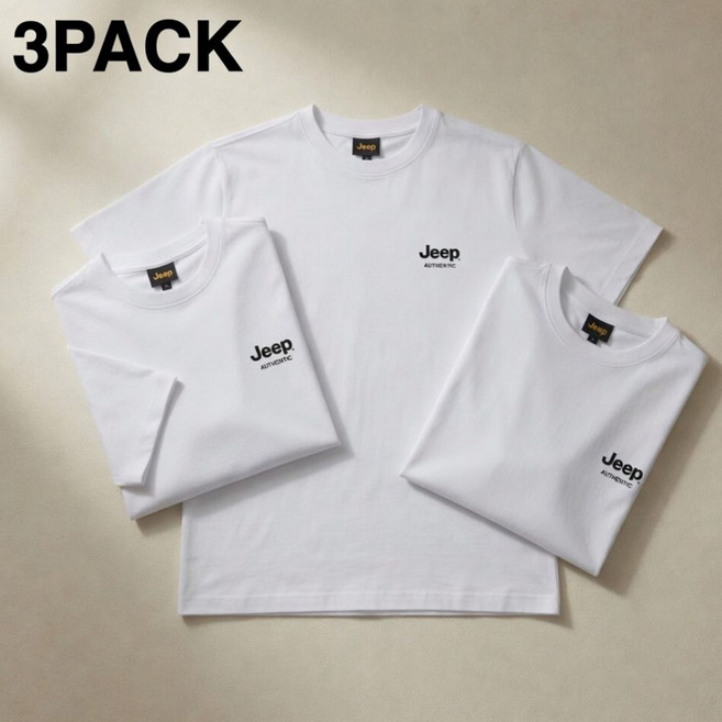 지프 JEEP 반팔티 3장세트 티셔츠 남녀공용 매장정품
