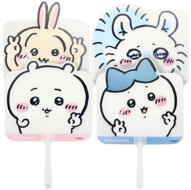 1200 먼작귀 귀요미 캐릭터 PP 여름 부채, 1개