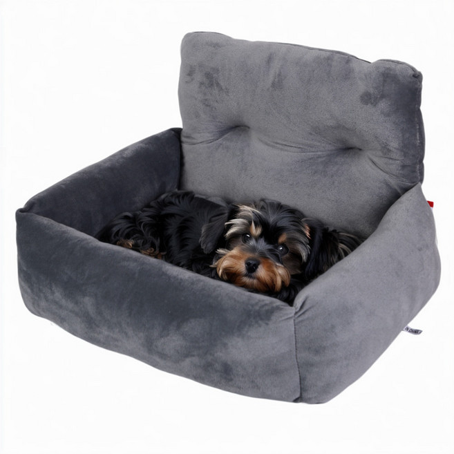 도그팜 강아지 자동차 카시트 극세사 애견 차량용 쿠션, 1개, 그레이