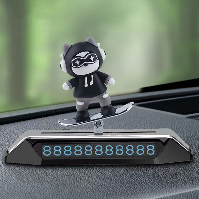 차량용 디퓨저 센트리스 슈퍼고양이 스케이트보드 스크린 주차 번호판 차량용장식품 새차선물 프리미엄 방향제 10ml, 블랙 시크릿가든, 1개